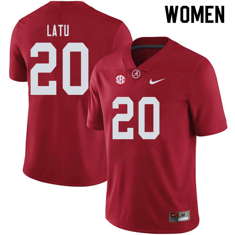 Alabama Crimson Tide Women's Cameron Latu #20 Crimson NCAA Nike Authentic Stitched 2019 College Football Jersey AV16E63LW